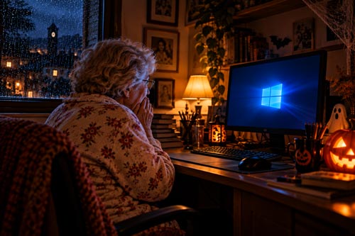 Il PC Che Si Accende Da Solo: Nonna Convoca il Prete: nonna davanti al computer spaventata