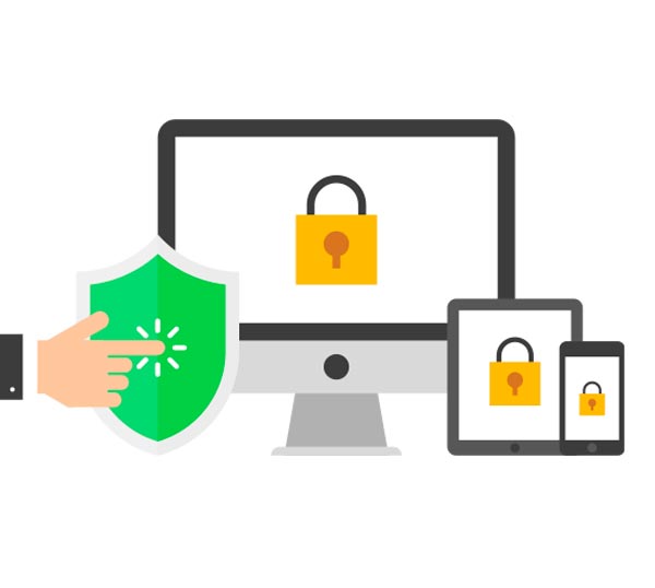 Sistema di Sicurezza Informatica Gallarate: pc e cellulare con lucchetti
